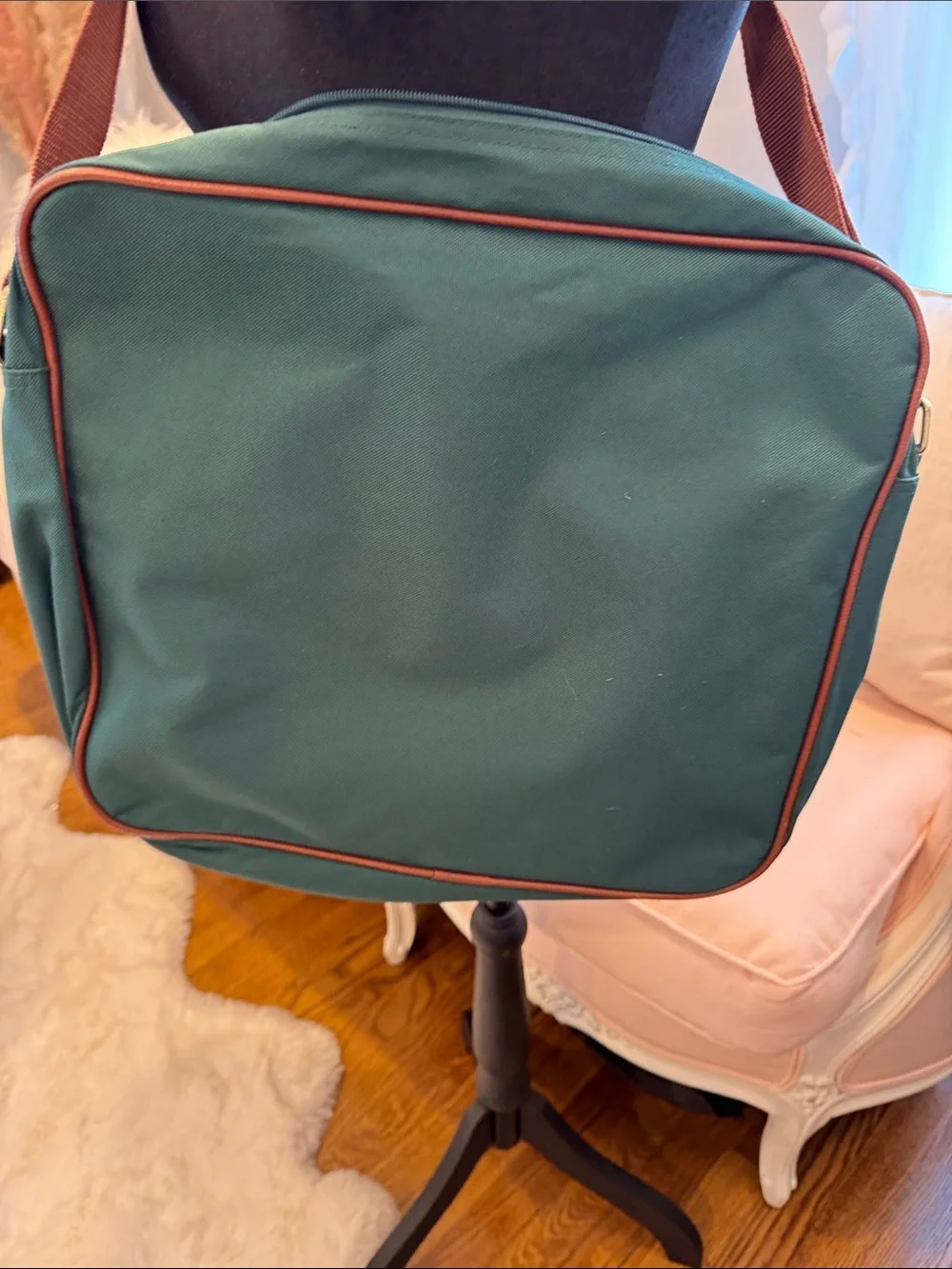 Polo by Ralph Lauren Forest Green Canvas Messenger with Brown Trim